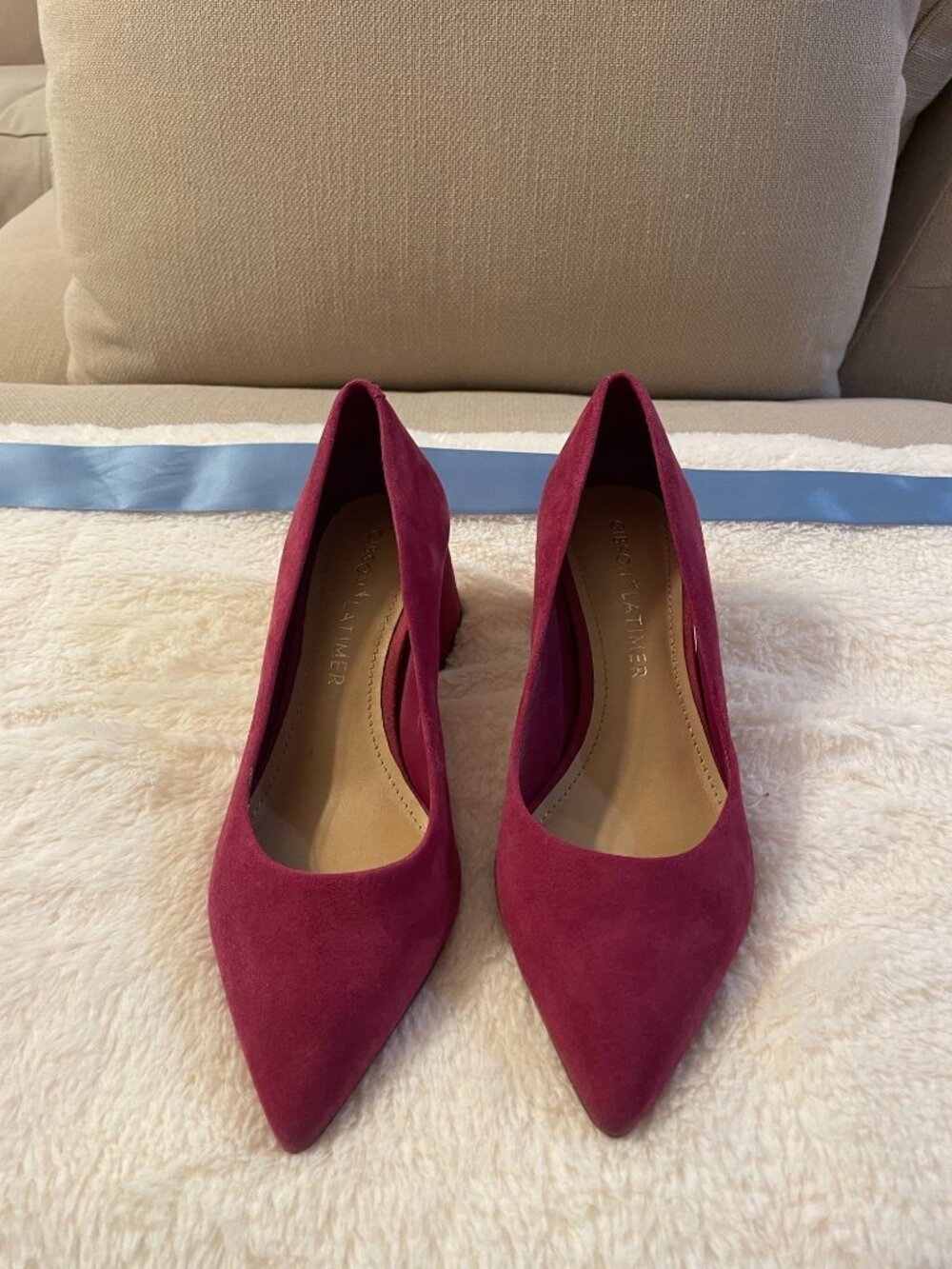 Gibson Latimer Unique Pink Suede, Closed Toe Pump, Block Heel, Size 7